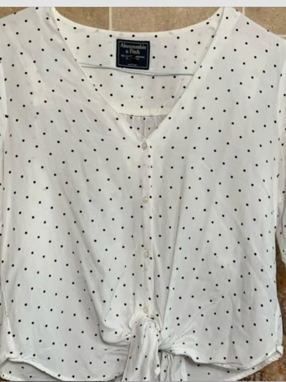 Abercrombie & Fitch Cream Blouse with Black Dots